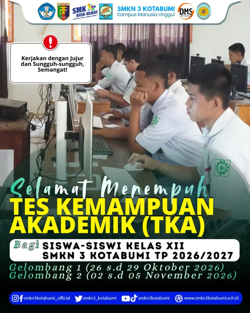 Jadwal TKA Kelas XII SMKN 3 Kotabumi Tahun Pelajaran 2026/2027